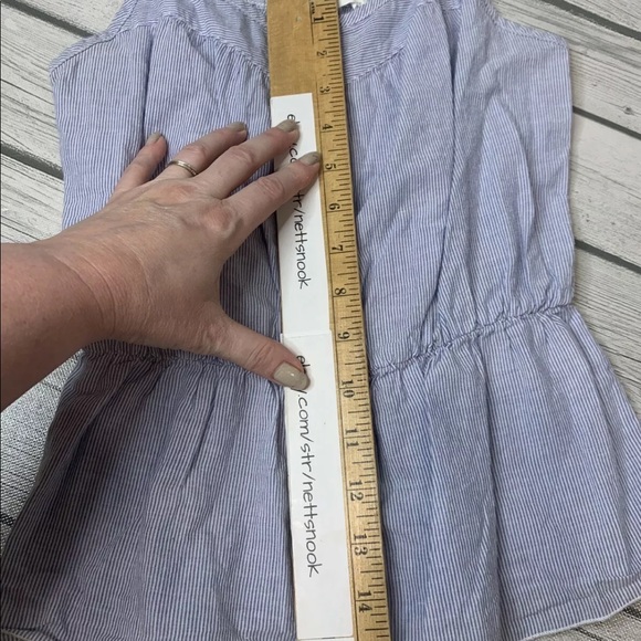 Kirra Peplum Tank Top Size XS Button down White & Blue stripe Nautical Boho - Picture 6 of 14